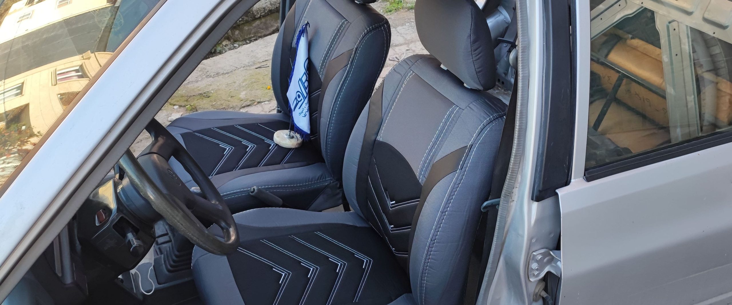 روکش صندلی برزنتی پراید صبا و پی کی طوسی مشکی نمونه