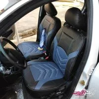 روکش صندلی تمام چرم مشکی طوسی-min